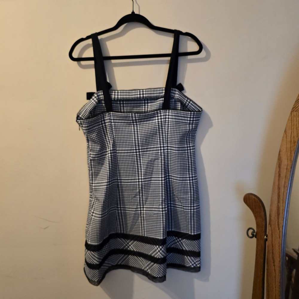 Kimchi Blue Houndstooth Plaid Bow Mini Dress Black White Large Sleeveless Mesh - Picture 6 of 8
